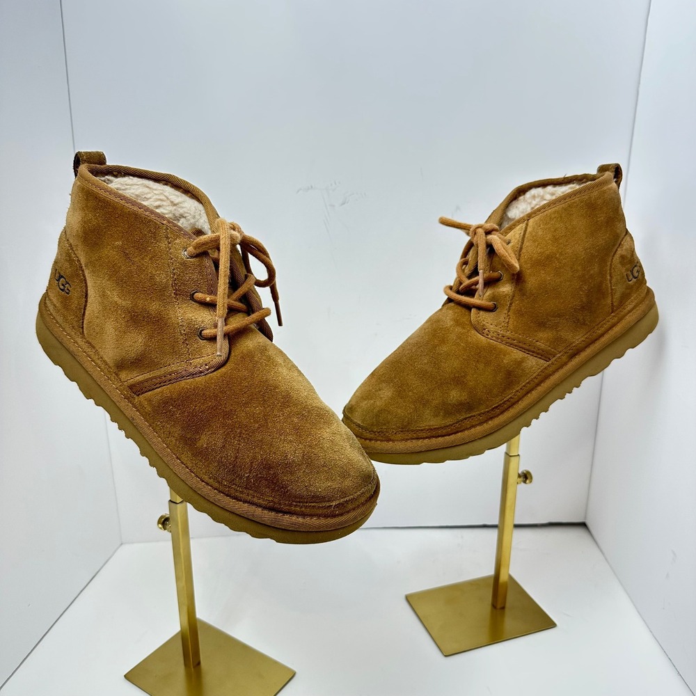 UGG Neumel Suede Lace Up Chukka Boots Chestnut Brown Women Ankle Booties